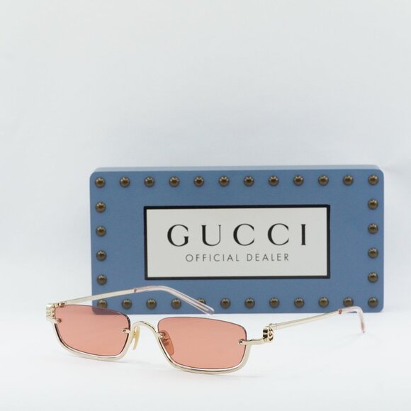 Gucci GG1278S 003 Rectangle Sunglasses - Gold\Red - Picture 1 of 10